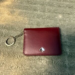 Kate Spade Maroon Leather Keychain Card Holder